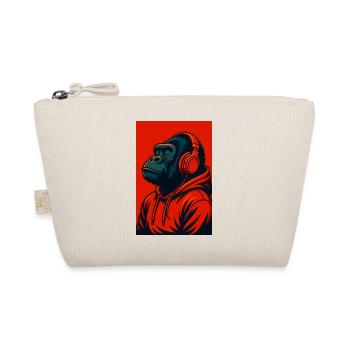 Gorilla in Hoodie with Headphones - Organic Pouch - nature - Front