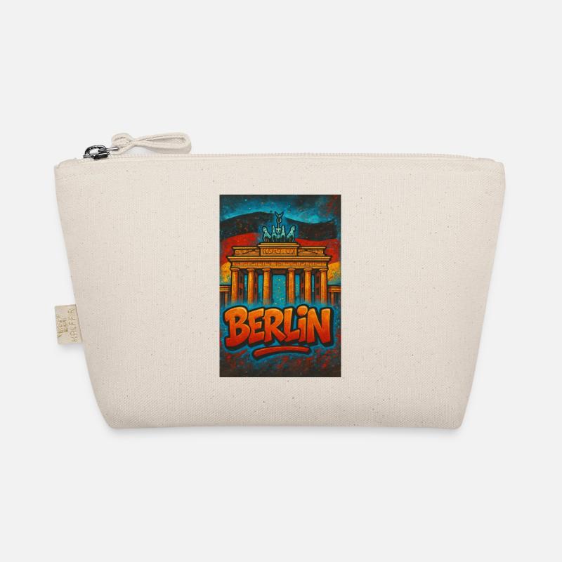 Grafiti Berlin T-Shirt mit Brandenburger Tor - Bio-Täschchen - Natur