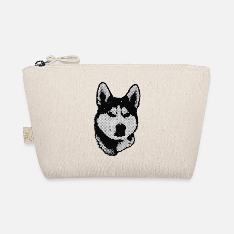 Husky Silhouette Schwarz Weiß Bio-Täschchen