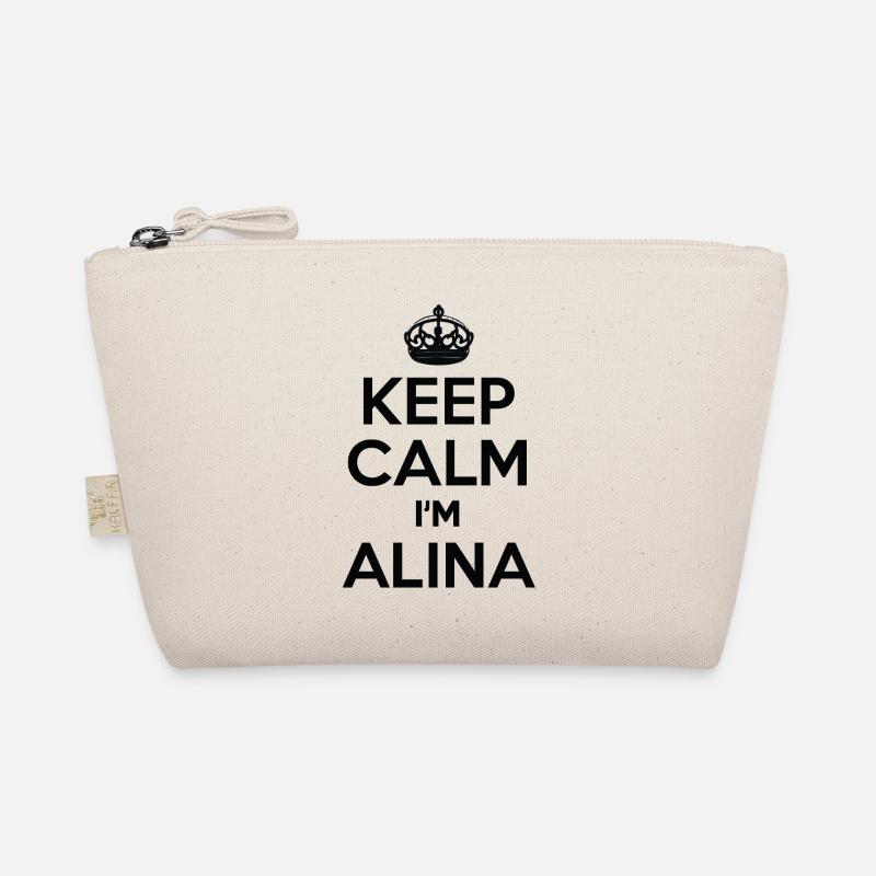 T-Shirt mit Aufdruck „Keep calm, I’m Alina“ - Bio-Täschchen - Natur