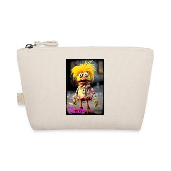 Colorful doll figure with wild yellow hair - Organic Pouch - nature - Front