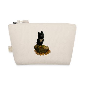 Black Spitz Dog on Tree Trunk - Organic Pouch - nature - Front