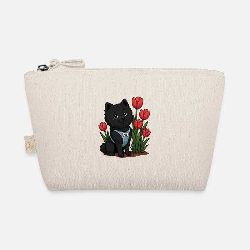 Cute Spitz Dog with Tulips Organic Pouch