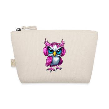 pink pink purple owl with headphones :) - Organic Pouch - nature - Front