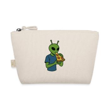Alien with Pizza Snack Design - Organic Pouch - nature - Front