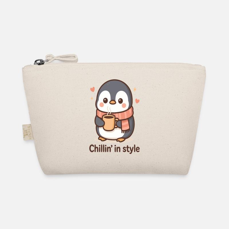 Cute penguin with coffee Organic Pouch