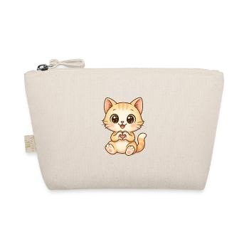 Cute cat with heart hands - Organic Pouch - nature - Front
