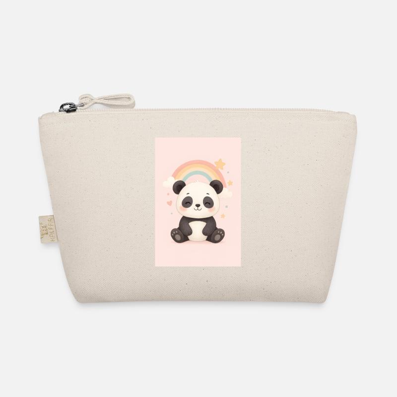 Cute Panda with Rainbow and Stars Organic Pouch