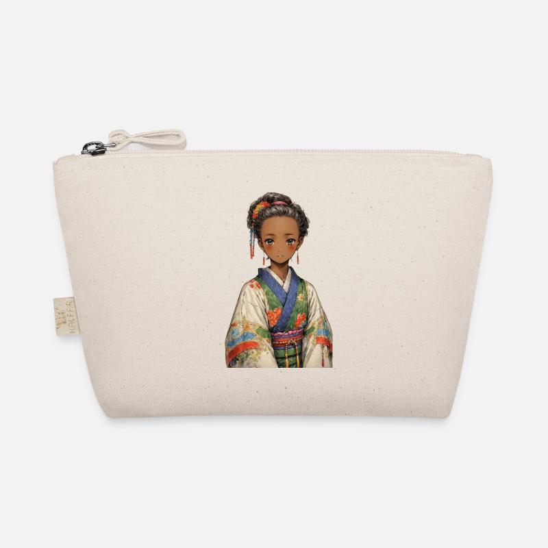 Fille ethnique en kimono coloré Trousse biologique