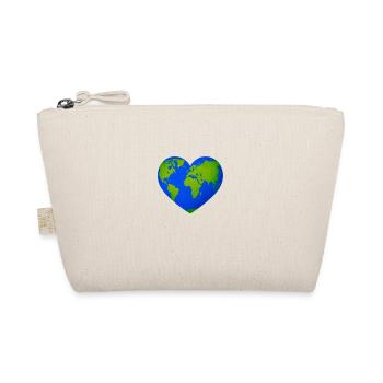World Heart in Heart Shape - Organic Pouch - nature - Front