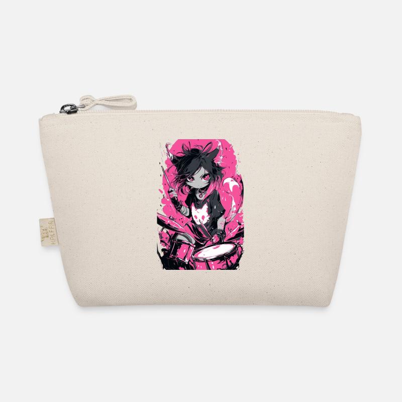 Cat Drummer Neon Pink Organic Pouch