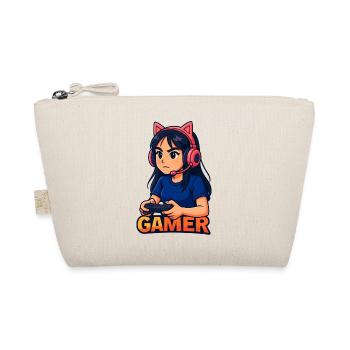 Gamer Cat Ear Avatar, Love Gaming  - Organic Pouch - nature - Front