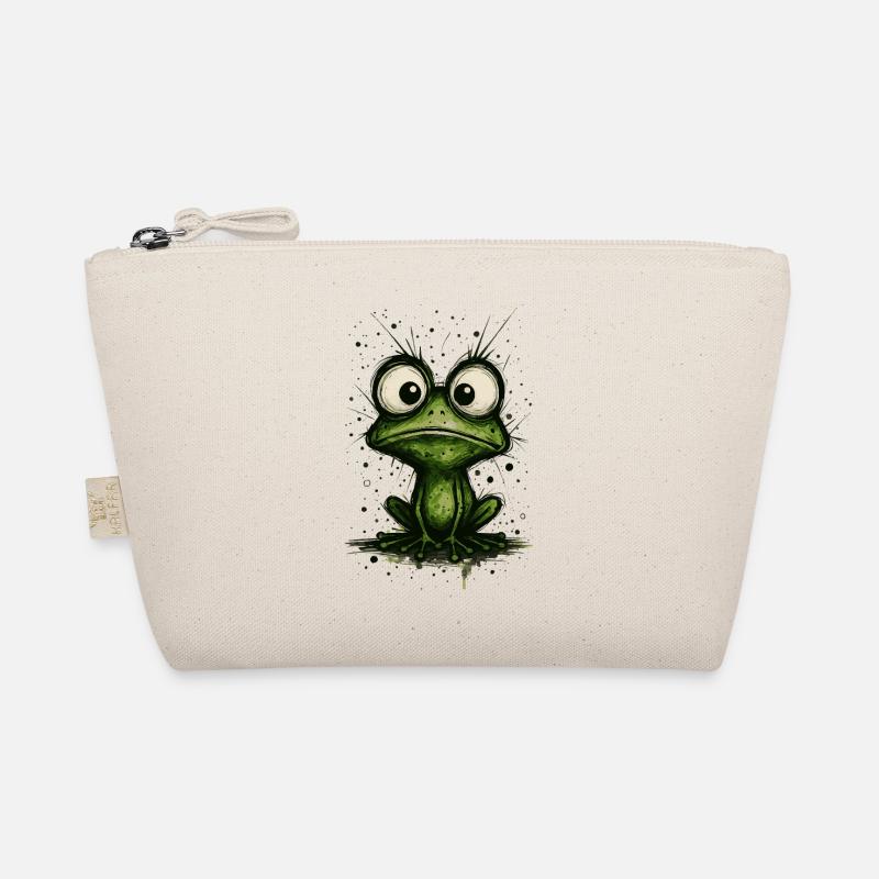Funny Frog with Big Eyes – comic strip splash Organic Pouch