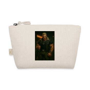 Mechanical Biker – Blond Warrior with Fire Gaze - Organic Pouch - nature - Front