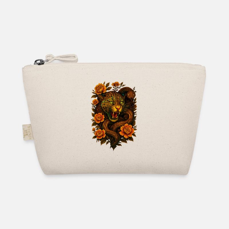Hissing leopard & snake in retro design Organic Pouch