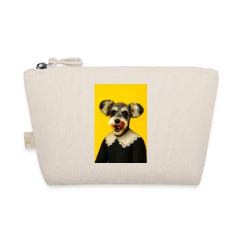 Chien avec collier en dentelle vintage - Trousse biologique - nature - Devant