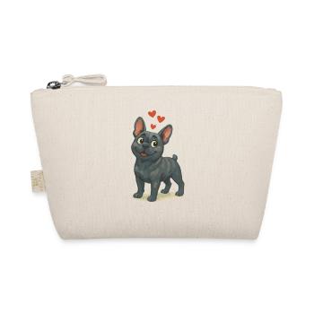 Bulldog in Love Cartoon Hearts - Organic Pouch - nature - Front