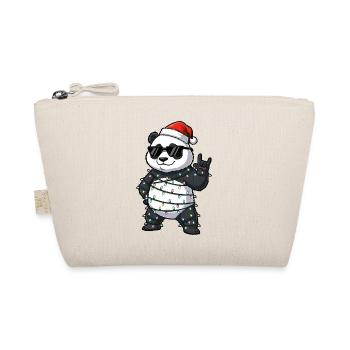 Cute Panda Santa Claus String Lights Cartoon - Organic Pouch - nature - Front