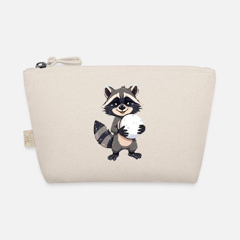 Raccoon with a big snowball Organic Pouch