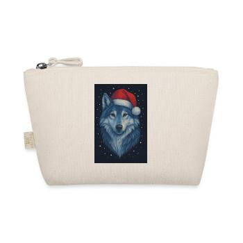Nordic wolf in a Christmas hat - Organic Pouch - nature - Front