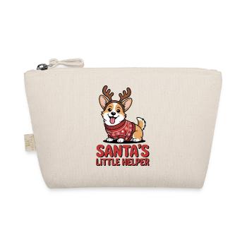Weihnachts-Corgi – lustiger Hund mit Geweih und Pu - Bio-Täschchen - Natur - Vorne