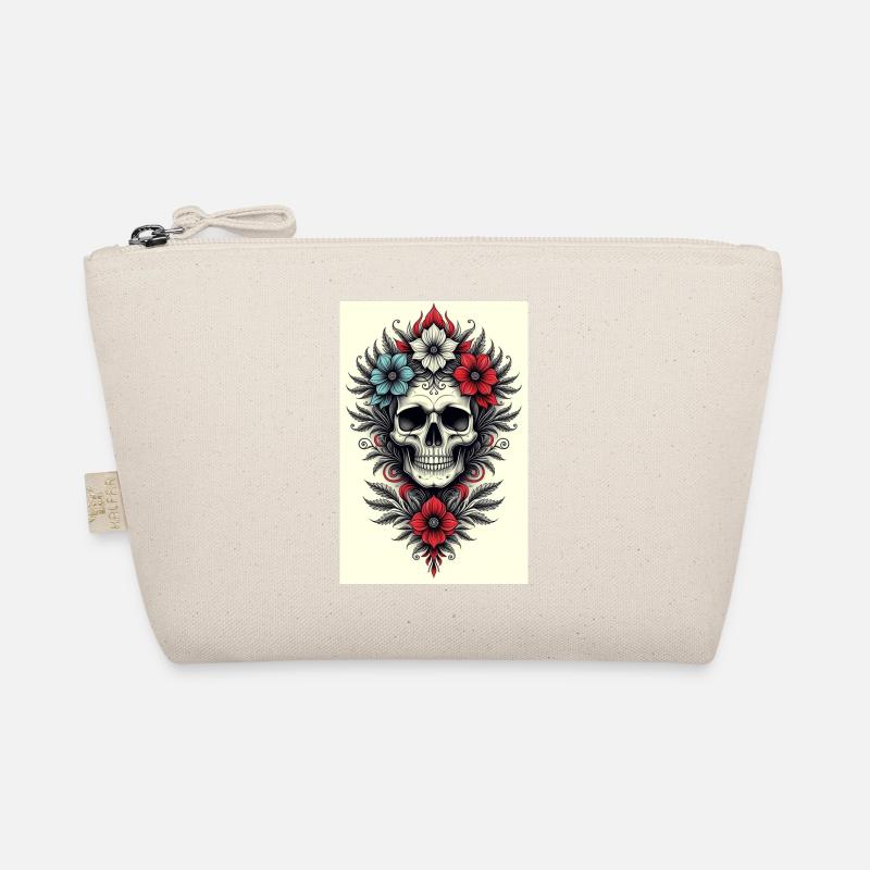 Blumen-Skull Tattoo Stil Bio-Täschchen