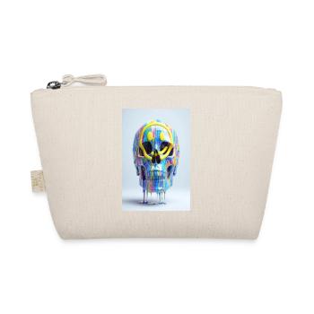Psychedelischer Totenkopf mit Smile Brille - Bio-Täschchen - Natur - Vorne