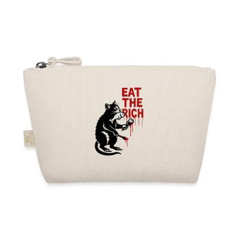 Schwarze Katze mit Fisch und Pinsel - Bio-Täschchen - Natur - Vorne