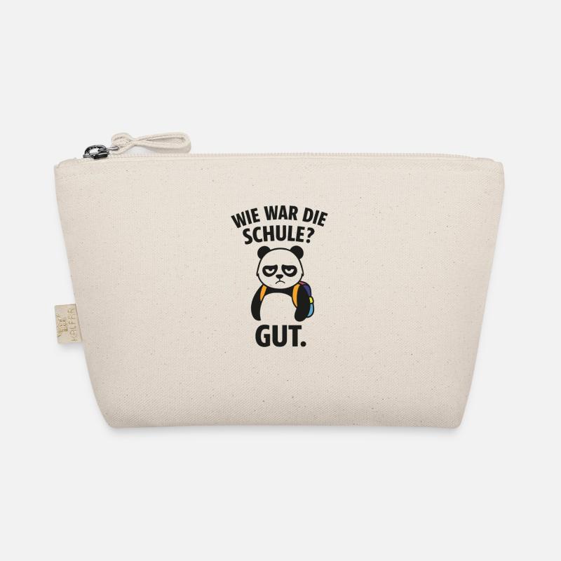 Panda mit Rucksack Schulfrage - Bio-Täschchen - Natur
