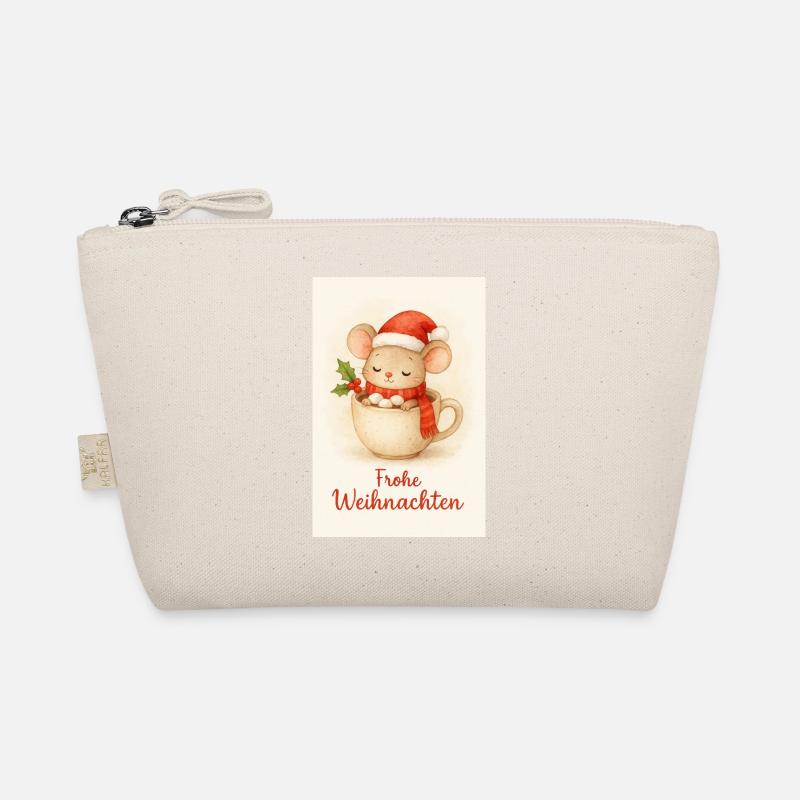 Kuschelmaus in Weihnachtstasse - Bio-Täschchen - Natur