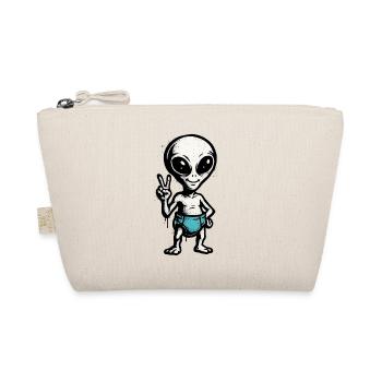 Child Theme: Alien Peace Sign Illustration - Organic Pouch - nature - Front