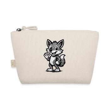 Children's motif: Waving fox wolf - Organic Pouch - nature - Front