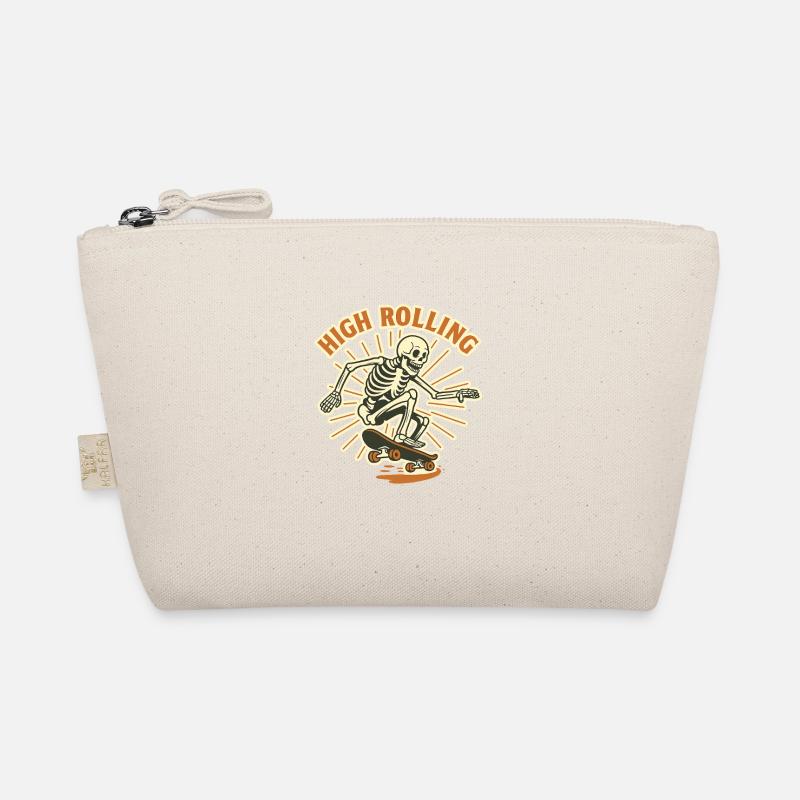 High Rolling Skelett Skateboard Bio-Täschchen