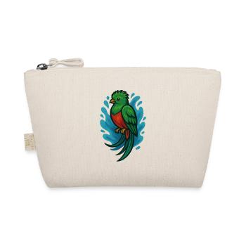 Oiseau Quetzal vert avec aquarelle bleue - Trousse biologique - nature - Devant
