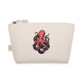 Octopus with Vinyl Records – Retro Music Design - Organic Pouch - nature - Front