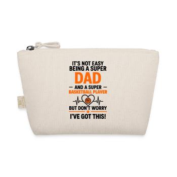 Heart + Basketball – Super Dad Basketball Player - Organic Pouch - nature - Front