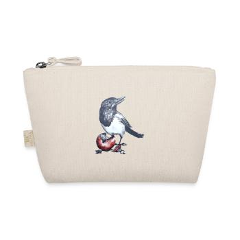 Magpie with Christmas ball - Organic Pouch - nature - Front