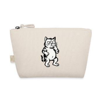 Pensive Cat Cartoon - Organic Pouch - nature - Front