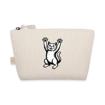Cat Cheers Paw High Vintage Lines - Organic Pouch - nature - Front