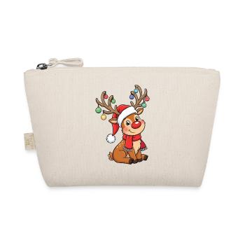 Süßes Weihnachtsrentier mit Deko und Mütze - Bio-Täschchen - Natur - Vorne