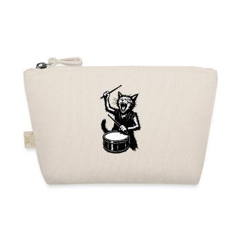 Cat drummer to the beat - Organic Pouch - nature - Front