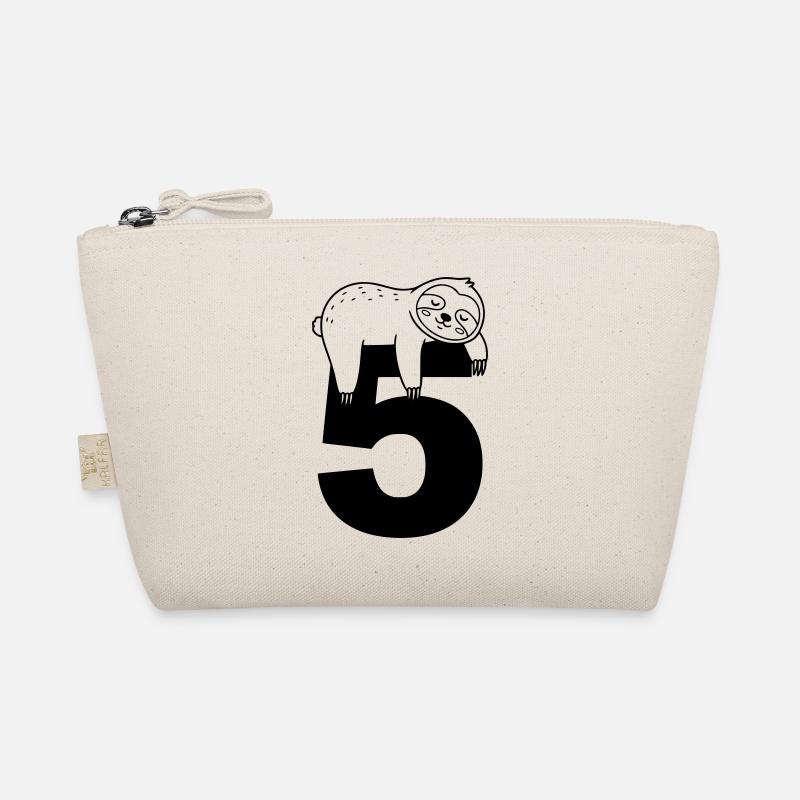 Sleeping sloth on the number five Organic Pouch