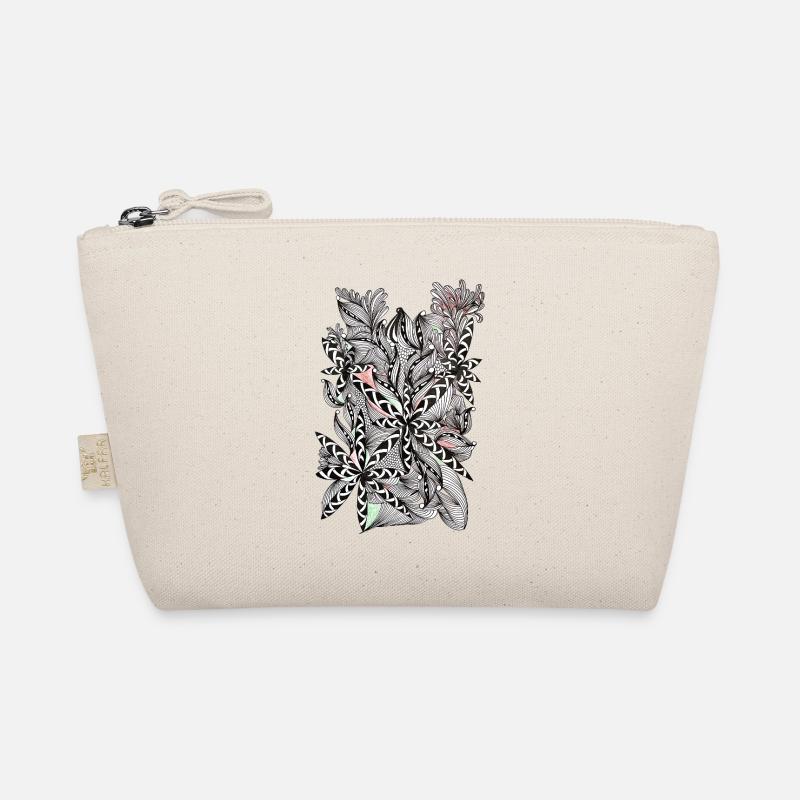 Black and white leaf pattern with accents Organic Pouch