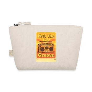 Vintage-Boombox-Illustration, die warme, groovige Strahlung ausstrahlt - Bio-Täschchen - Natur - Vorne