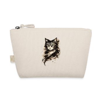 Watercolor Cat Portrait with Ink Splash - Organic Pouch - nature - Front