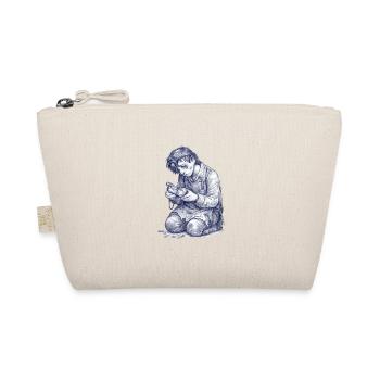 Kneeling Craftsman | Hand Painted Drawing - Organic Pouch - nature - Front