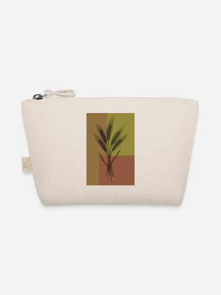 Weizen Ähren Line Art – Botanisches Design - Bio-Täschchen - Natur - Vorne