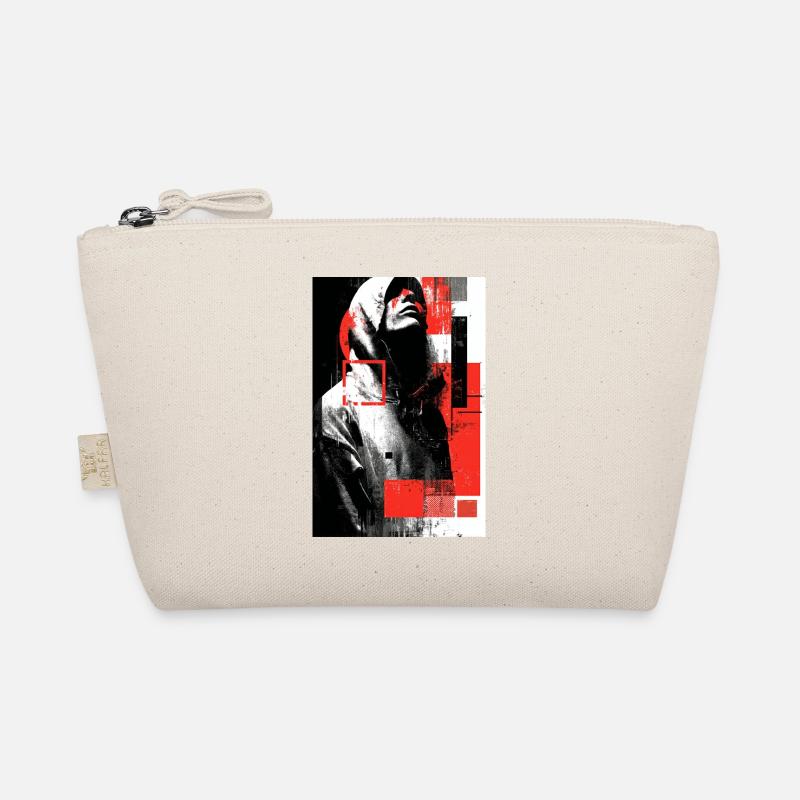 Glitch face in red gloss Organic Pouch