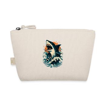 Shark roars through orange waves - Organic Pouch - nature - Front