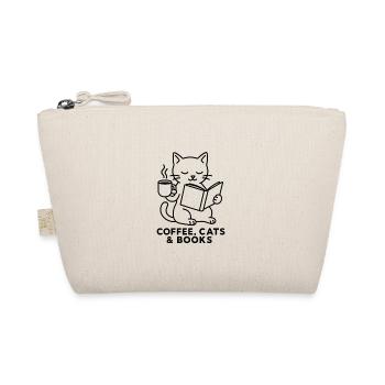Coffee Cats and Books Lover Design - Organic Pouch - nature - Front